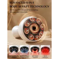 Electric Cupping Massager with Suction, Microcurrent, Red Light & Heat - 12 Intensity Body Sculpting Tool