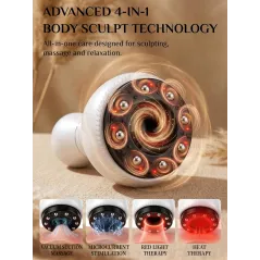 Electric Cupping Massager with Suction, Microcurrent, Red Light & Heat - 12 Intensity Body Sculpting Tool
