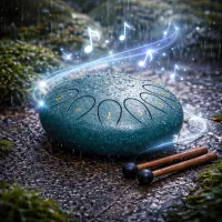 REGIS Steel Tongue Drum 6 8 Notes Style Pluie, Instrument de Percussion Relaxant pour Méditation