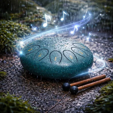 REGIS Steel Tongue Drum 6 8 Notes Style Pluie, Instrument de Percussion Relaxant pour Méditation