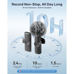 Microphone sans fil 2 Pack pour iPhone, Android et iPad