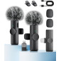 Microphone Sans Fil 2 Pack pour iPhone, iPad, Android – Micro Cravate avec Réduction de Bruit, Plug & Play