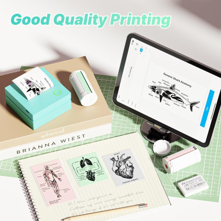 Portable PM290 Bluetooth Sticker Printer with 3 Rolls & Smart AI App