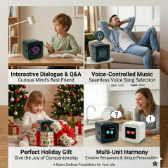 Mini AI Voice Chatbot Smart Assistant with Multiple AI Models, Emotional Interaction & 100+ Stickers (White)