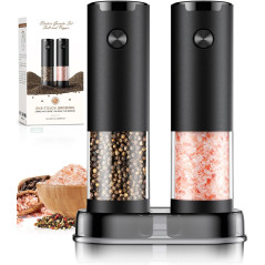 Electric Salt & Pepper Grinder Set – Adjustable LED Battery Mill Gift