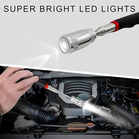 2PCS Telescoping Magnetic Pickup Tool Set with LED, 8 lb Extendable Magnet & Flashlight - Cool Gadget Kit