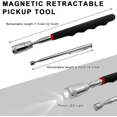 2PCS Telescoping Magnetic Pickup Tool Set with LED Light & Strong Magnet