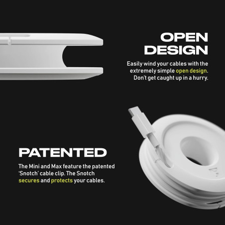 Side Winder Mini Headphone, Earbud & Charging Cable Organizer - Black, Travel Friendly