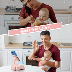 TechGlow Pink Foldable Cellphone Stand & Bluetooth Speaker Gift for All