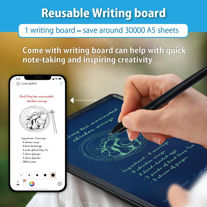 Ophayapen Smart Sync Pen avec Carnet et Tablette, Numérisation, Conversion Texte, Partage via App Mobile