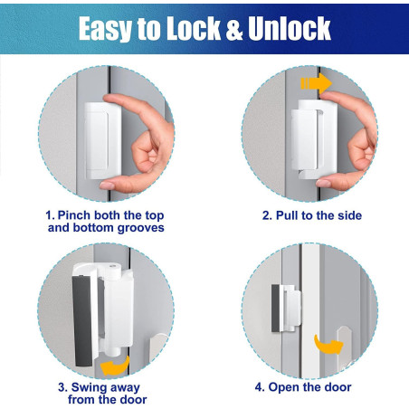 Door Reinforcement Lock Withstands 800lbs - White Kids Safety Lock