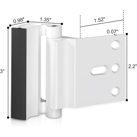 Door Reinforcement Lock - Withstands 800lbs Force, White, Extra Proof Kids Safety Lock, Home Security