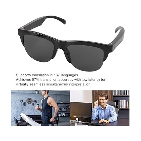 ciciglow Translator Smart Glasses with Bluetooth, Touch Control, 137 Languages, Built-in Mic & Speaker for Travel
