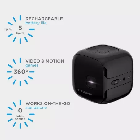 CINEMOOD 360: Projecteur Portable Interactif - Divertissement Familial Illimité, Netflix & Disney Inclus!