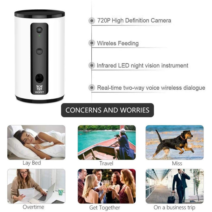 WOPET Smart Pet Camera: Treat Dispenser & Two-Way Audio - Never Miss Your Furry Friend!