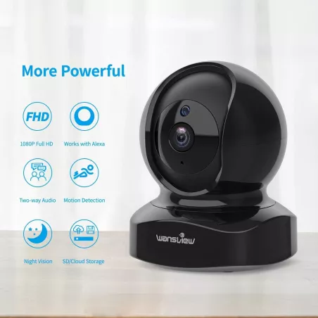 Wansview Caméra de Surveillance 2K: Vision Nocturne, Audio Bidirectionnel, Détection de Mouvement, Idéale Bébé & Animaux