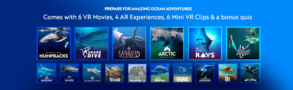 Sample of all the movies and experiences that come with the virtual reality program