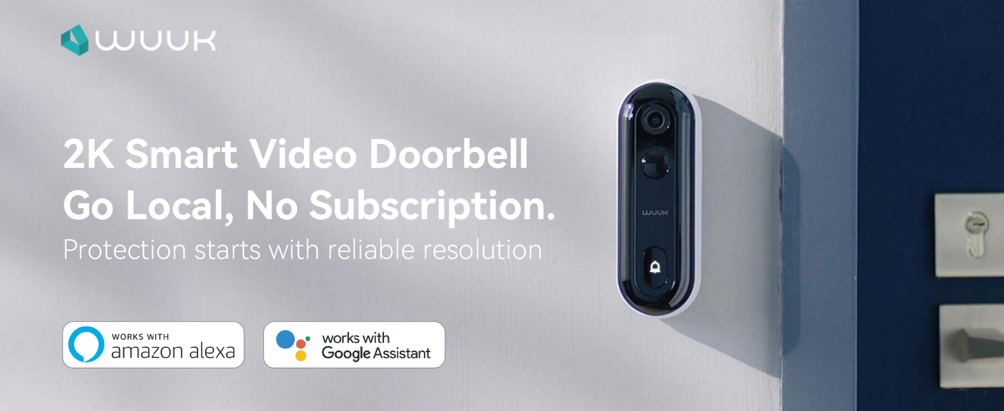 Wire-free video doorbell camera 2K Resolution HDR Alexa Google Home