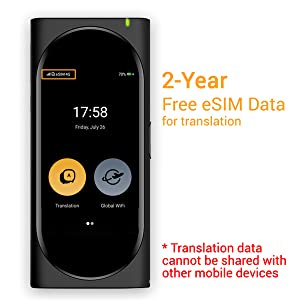 Spanish translator device, free data for translation online, eSIM chip applied