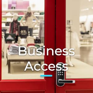 sifely smart door lock on small business storefront