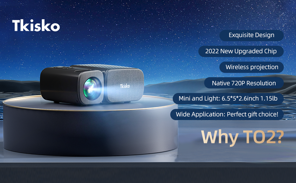 TO2 Mini Projector, Outdoor Projector, Portable Projector, Wifi Projector