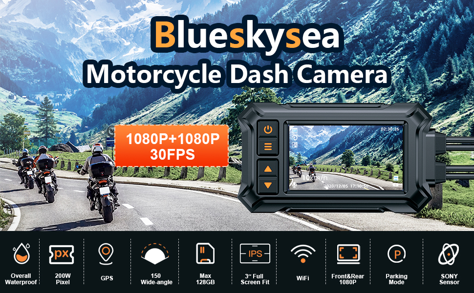 Blueskysea A12 Motorcycle Dashcam Camera