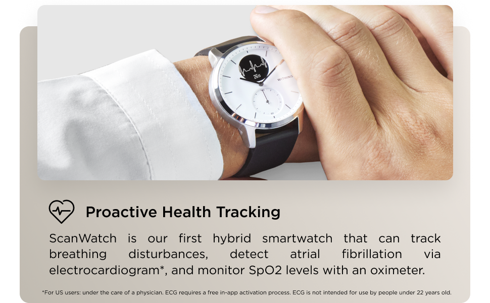 Withings ScanWatch Light - Hybrid Smart Watch, Heart Rate Monitoring,  Fitness Tracker, Cycle Tracker, Sleep Monitoring