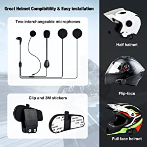 Motorcycle Bluetooth Intercom 5.0 Bluetooth Motorcycle Helmet Bluetooth Headset Communication